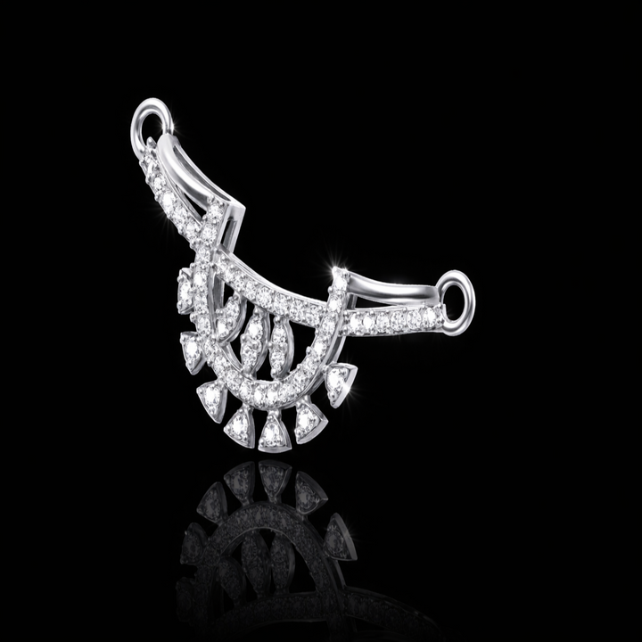 925 Sterling Silver Radiant Chandbali Tanmaniya – Modern Half-Moon Mangalsutra Pendant