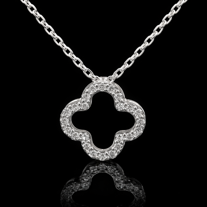 925 Sterling Silver Open Clover Pendant with Cubic Zirconia
