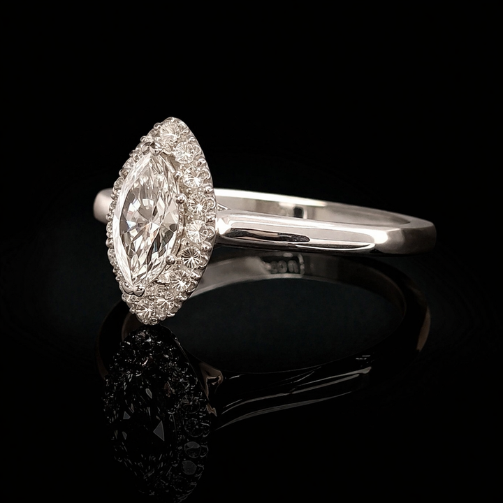 Sterling Silver Victorian Inspired Marquise Ring - Elegant Promise Ring for Women