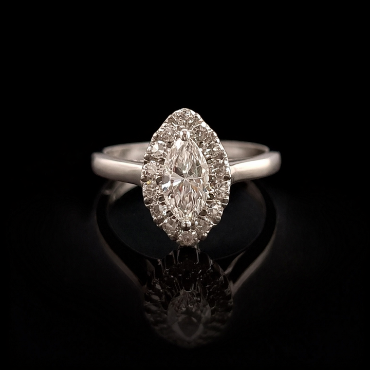 Sterling Silver Victorian Inspired Marquise Ring - Elegant Promise Ring for Women