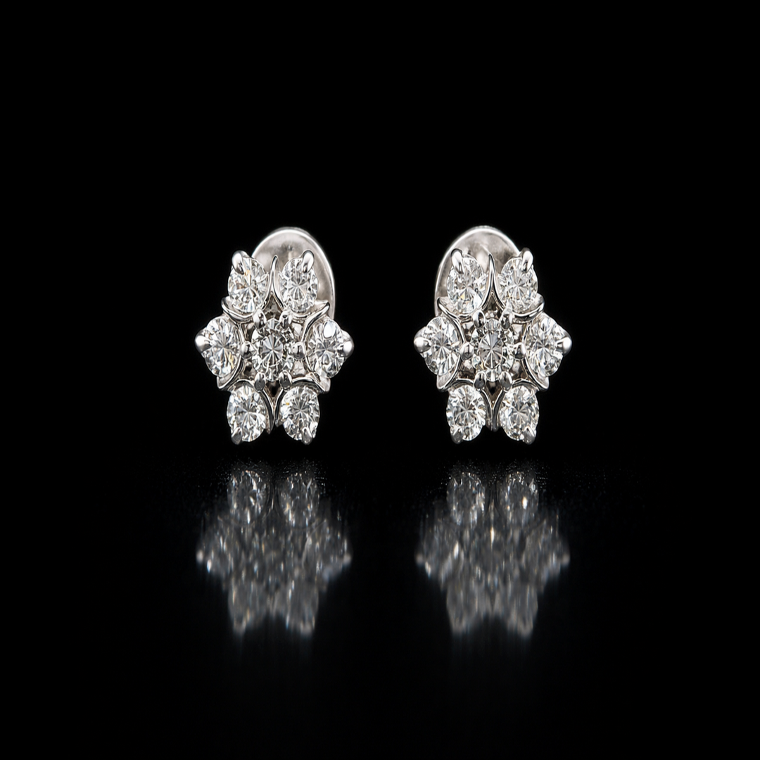 Silver Flowery Snowflake Studs Made With Pure 925 Silver