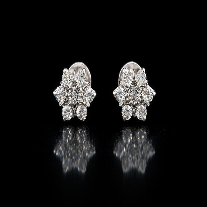 Silver Flowery Snowflake Studs Made With Pure 925 Silver